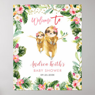 Póster Signo de bienvenida de Baby Shower del Chica tropi
