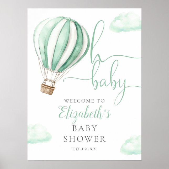 Póster Signo de bienvenida de Baby Shower del globo aeros (Frente)