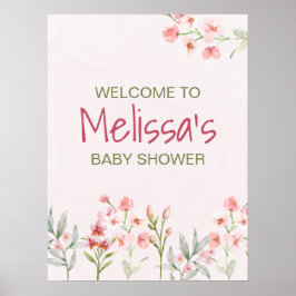 Póster Signo de bienvenida de Baby Shower del jardín de f