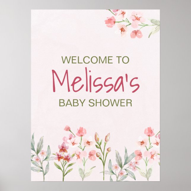 Póster Signo de bienvenida de Baby Shower del jardín de f (Frente)