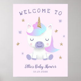 Póster Signo de bienvenida de Baby Shower del tema de Uni