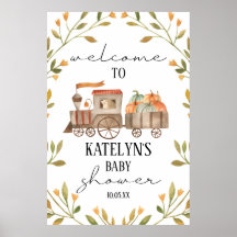 Signo de bienvenida de Baby Shower del tren de cal