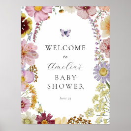 Póster Signo de bienvenida de Baby Shower Dried Boho Wild