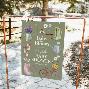 Póster Signo de bienvenida de Baby Shower en Bloom Garden