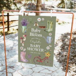 Póster Signo de bienvenida de Baby Shower en Bloom Garden