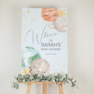 Póster Signo de bienvenida de Baby Shower en el espacio e