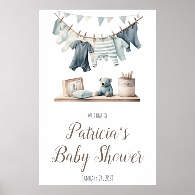 Póster Signo de bienvenida de Baby Shower en la línea de  (Frente)