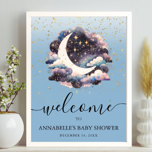 Póster Signo de bienvenida de Baby Shower en la Luna