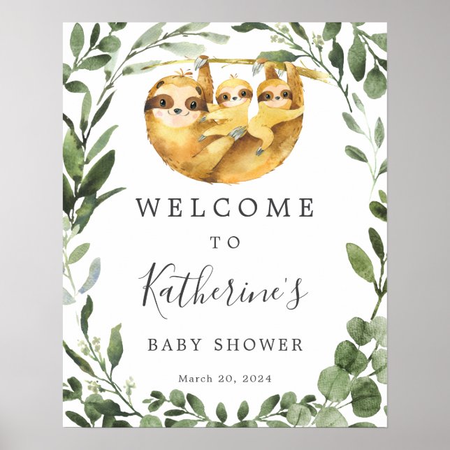 Póster Signo de bienvenida de Baby Shower eslovaco gemelo (Frente)