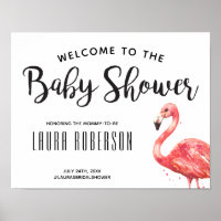 Signo de bienvenida de Baby Shower Flamingo tropic