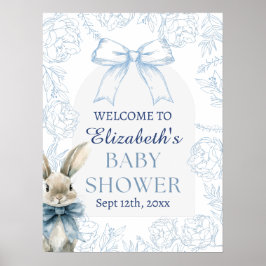 Póster Signo de bienvenida de Baby Shower Floral de Bunny