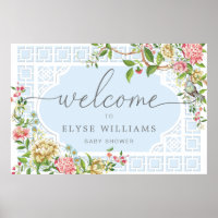 Signo de bienvenida de Baby Shower floral de Chino