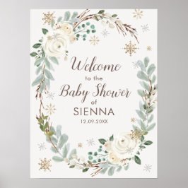 Póster Signo de bienvenida de Baby Shower Floral de invie