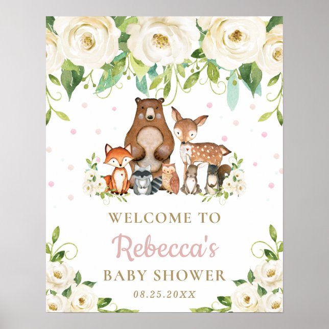 Póster Signo de bienvenida de Baby Shower Floral para ani (Frente)