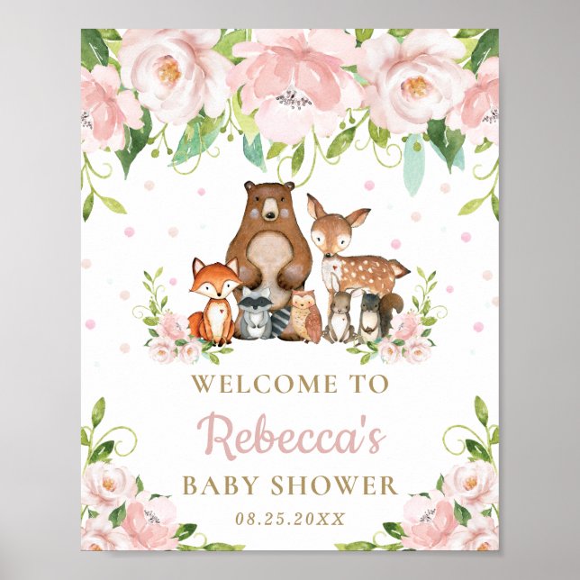 Póster Signo de bienvenida de Baby Shower Floral para ani (Frente)