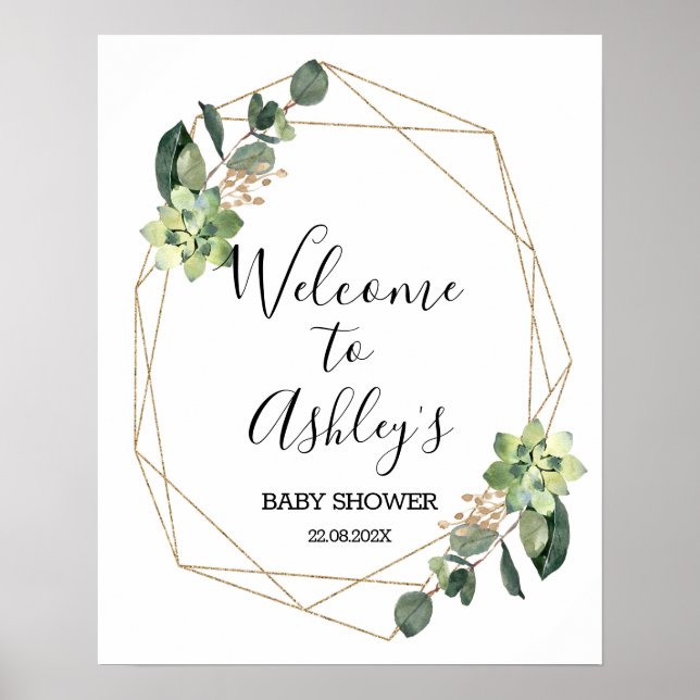 Póster Signo de bienvenida de Baby Shower geométrico exit (Frente)