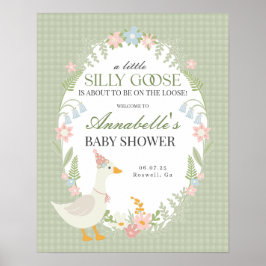 Póster Signo de bienvenida de Baby Shower Green Silly Goo