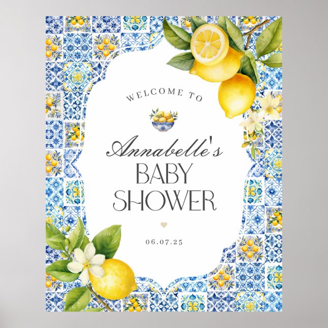 Póster Signo de bienvenida de Baby Shower italiano en la  (Frente)