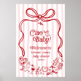 Póster Signo de bienvenida de Baby Shower italiano para b