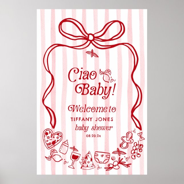 Póster Signo de bienvenida de Baby Shower italiano para b (Frente)