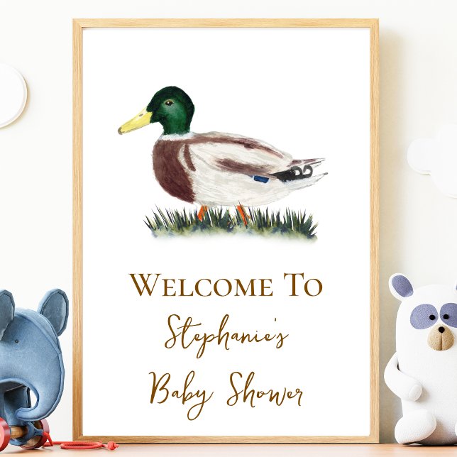 Póster Signo de bienvenida de Baby Shower Mallard Duck (Subido por el creador)