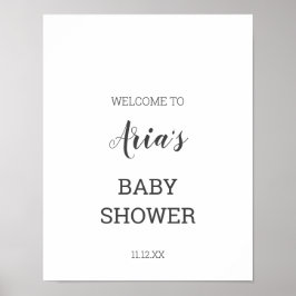Póster Signo de bienvenida de Baby Shower minimalista