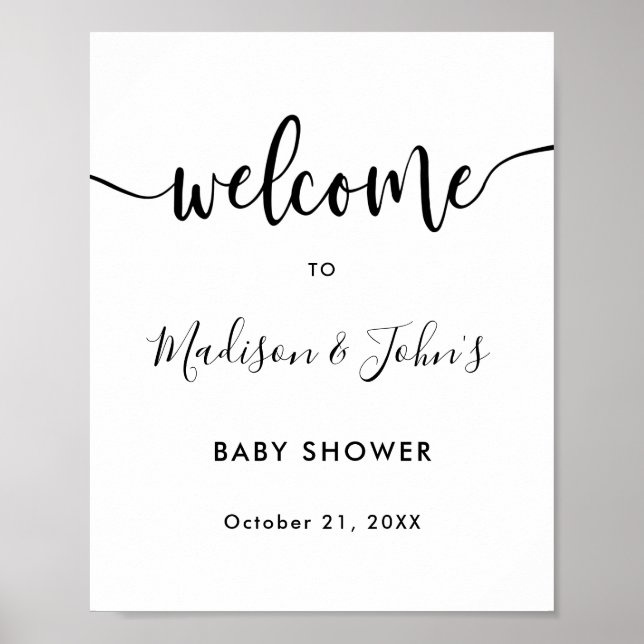 Póster Signo de bienvenida de Baby Shower monocromo de ti (Frente)