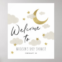Signo de bienvenida de Baby Shower Moon and Back