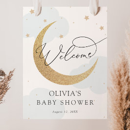 Póster Signo de bienvenida de Baby Shower Moon and Stars