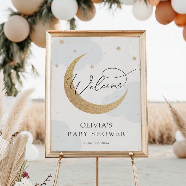 Póster Signo de bienvenida de Baby Shower Moon and Stars (Subido por el creador)