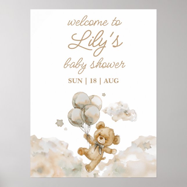 Póster Signo de bienvenida de Baby Shower neutral de espe (Frente)