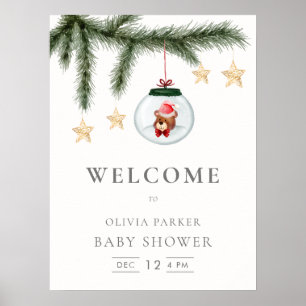 Póster Signo de bienvenida de Baby Shower Neutral Teddy B
