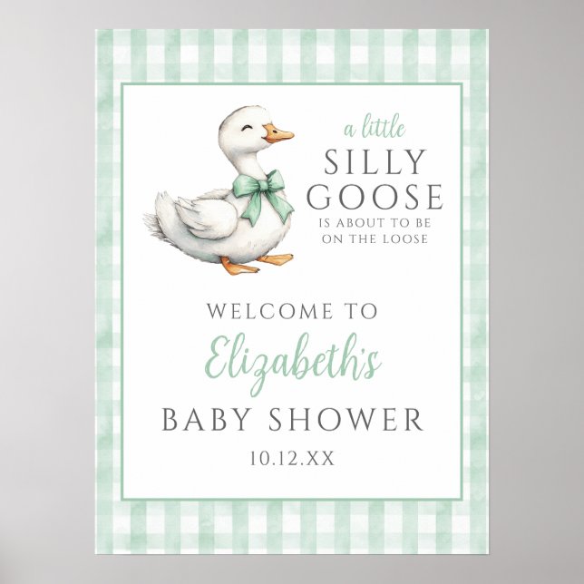 Póster Signo de bienvenida de Baby Shower neutro de Goose (Frente)
