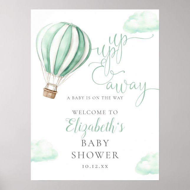Póster Signo de bienvenida de Baby Shower neutro en globo (Frente)