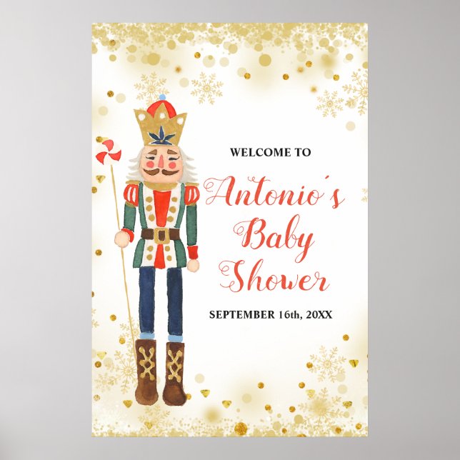 Póster Signo de bienvenida de Baby Shower nutcracker Wint (Frente)