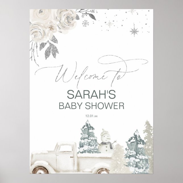 Póster Signo de bienvenida de Baby Shower o cumpleaños de (Frente)