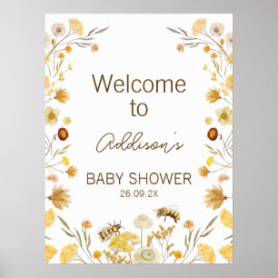 Póster Signo de bienvenida de Baby Shower para Abeja Amar