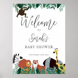 Póster Signo de bienvenida de Baby Shower para animales d