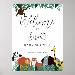 Póster Signo de bienvenida de Baby Shower para animales d