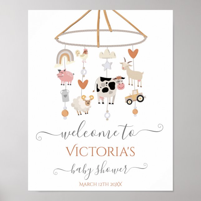 Póster Signo de bienvenida de Baby Shower para animales d (Frente)
