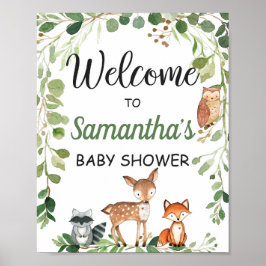 Póster Signo de bienvenida de Baby Shower para animales d