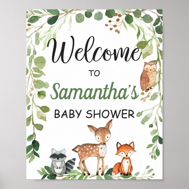Póster Signo de bienvenida de Baby Shower para animales d (Frente)
