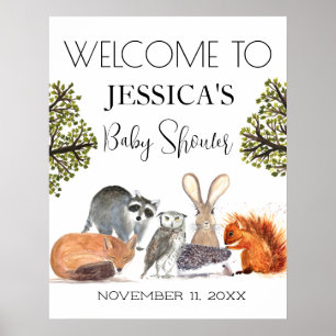Póster Signo de bienvenida de Baby Shower para animales d