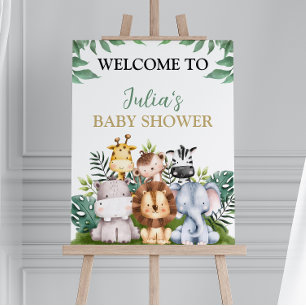 Póster Signo de bienvenida de Baby Shower para animales d