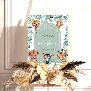Póster Signo de bienvenida de Baby Shower para animales d