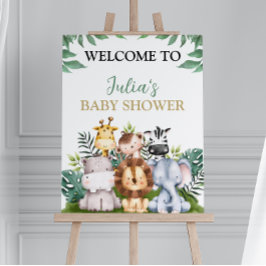 Póster Signo de bienvenida de Baby Shower para animales d