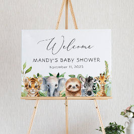 Póster Signo de bienvenida de Baby Shower para animales d
