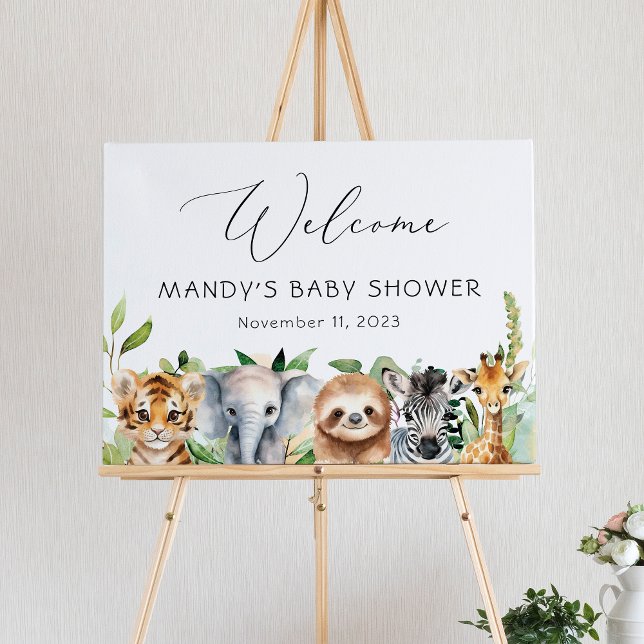 Póster Signo de bienvenida de Baby Shower para animales d (Subido por el creador)