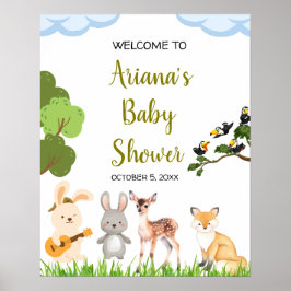 Póster Signo de bienvenida de Baby Shower para animales d