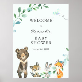 Póster Signo de bienvenida de Baby Shower para animales d